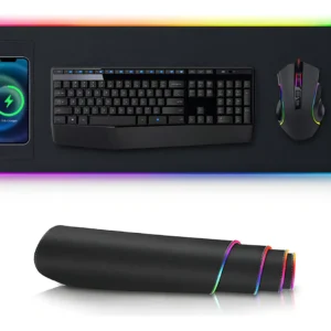 Alfombrilla De Ratón Gamer Rgb Luz Led Con Carga Inalámbrico Color Negro Diseño Impreso Fnatic