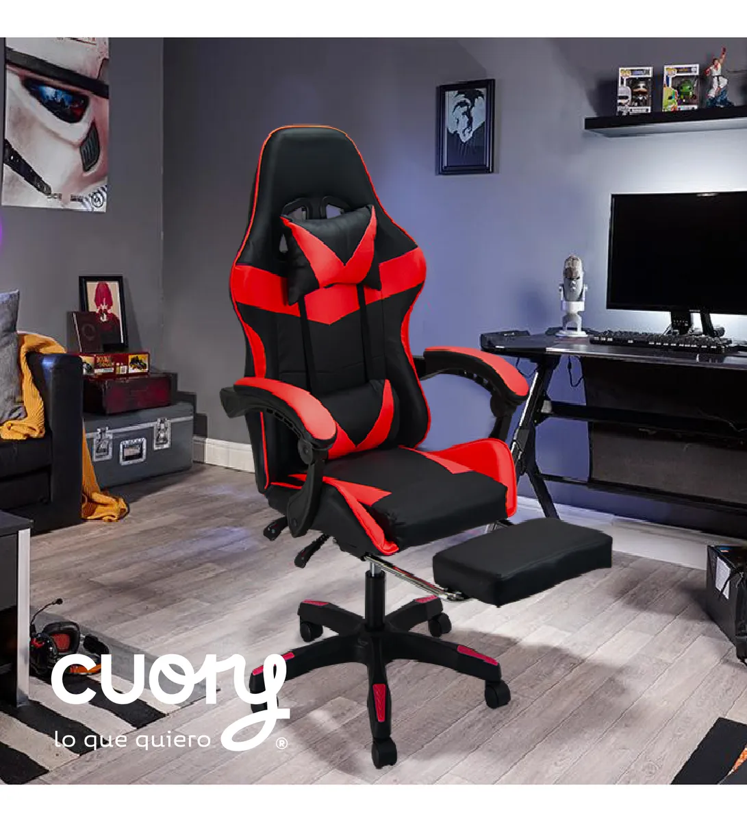 Silla Gamer Ergonómica Reposapiés Reclinable Gaming Oficina - Image 2