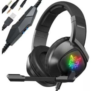 Audífonos Gamer Diadema Onikuma K19 negro Gaming headset con microfono con luz rgb LED para Xbox Ps4 Pc